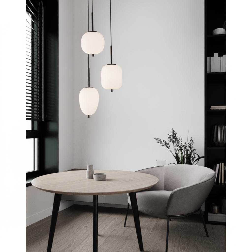 Lyora HanglampLato 3-lichts zwart met wit - 121039