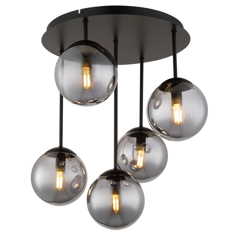 Globo 5-lichts plafondlamp Harmon zwart - 47441-5S