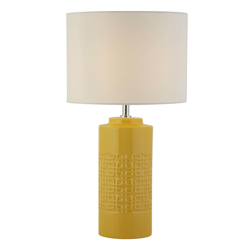 Searchlight SchemerlampTablu okergeel met witte kap - EU60062