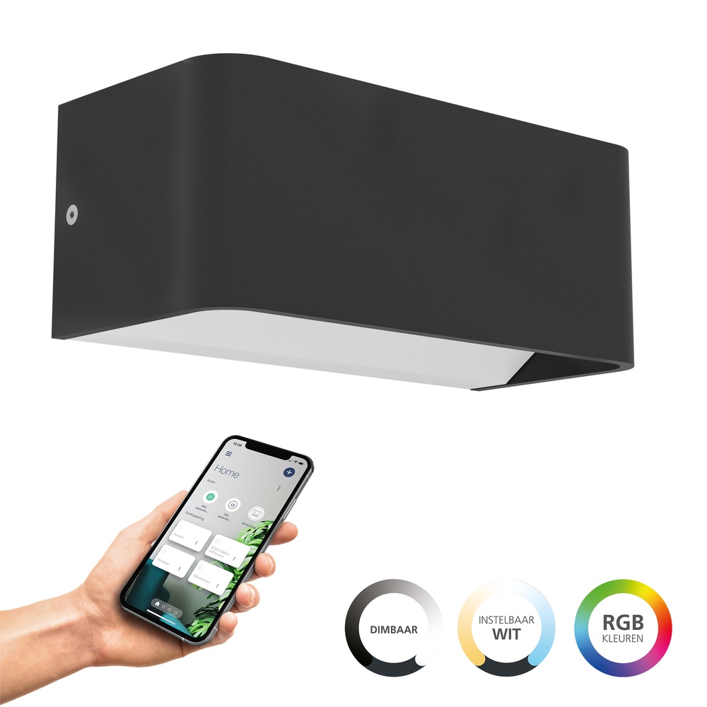 Eglo Slimme muurlamp Sania-Z zwart - led - 20cm - 901956