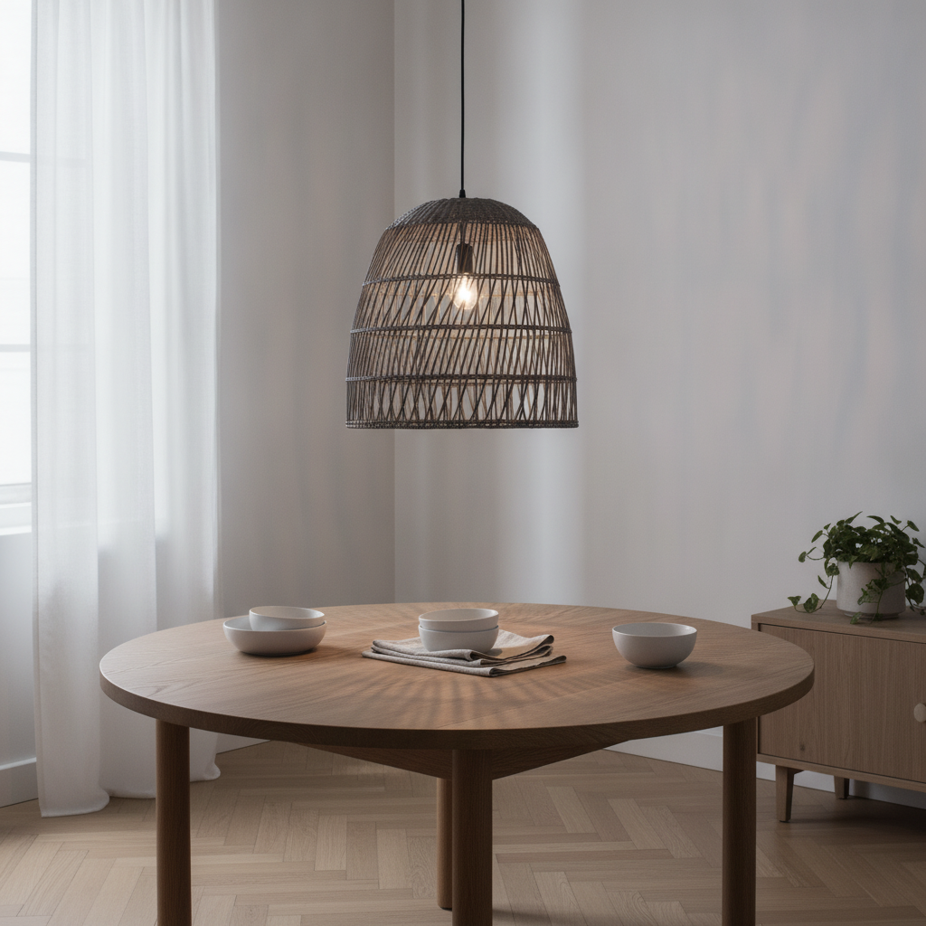 Lyora Grijze hanglampDestin rotan Ø 46,5cm - 110789