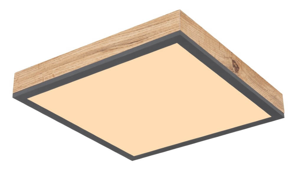 Globo Houten led plafondlamp Doro 30x30cm - 416080WD1