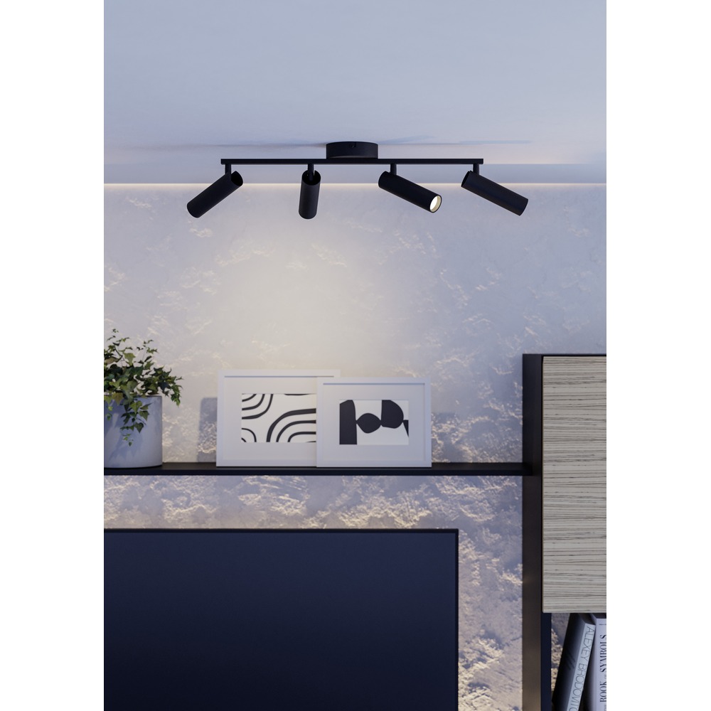 Opbouwspot Valproto 4-lichts zwart Eglo 9008606392049