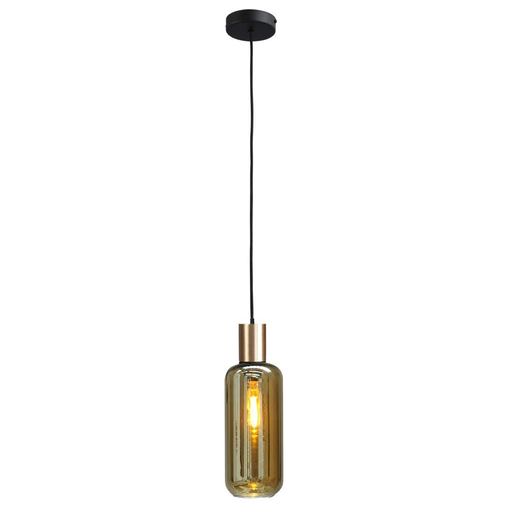 Masterlight Zwarte pendel hanglamp Bounty goud met cilinderglas - 2470-05-02-5