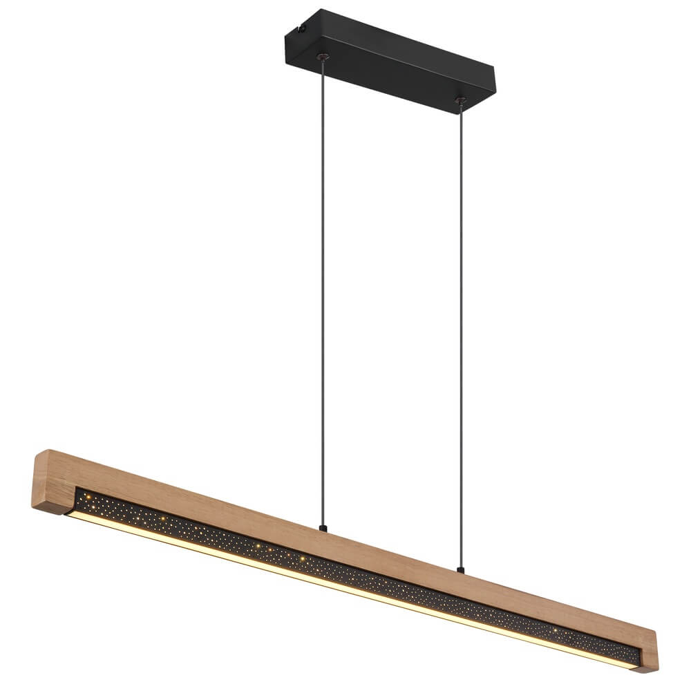 Globo Design hanglamp Starla zwart met hout 85cm - 67849H