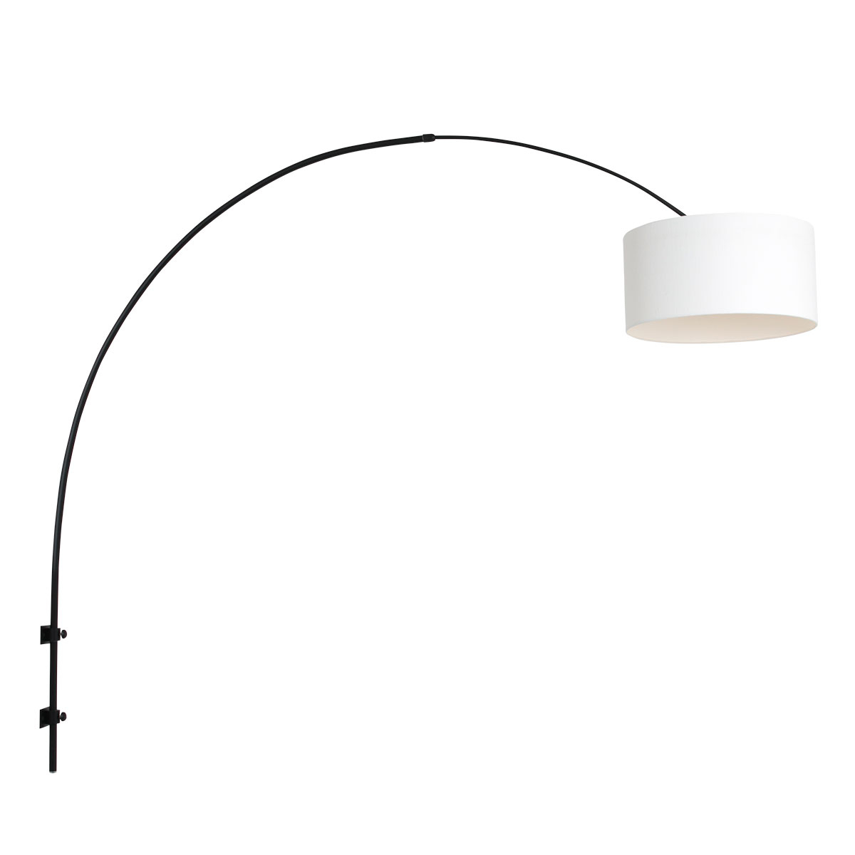 Steinhauer Wand BooglampSparkled zwart met witte kap - 8138ZW