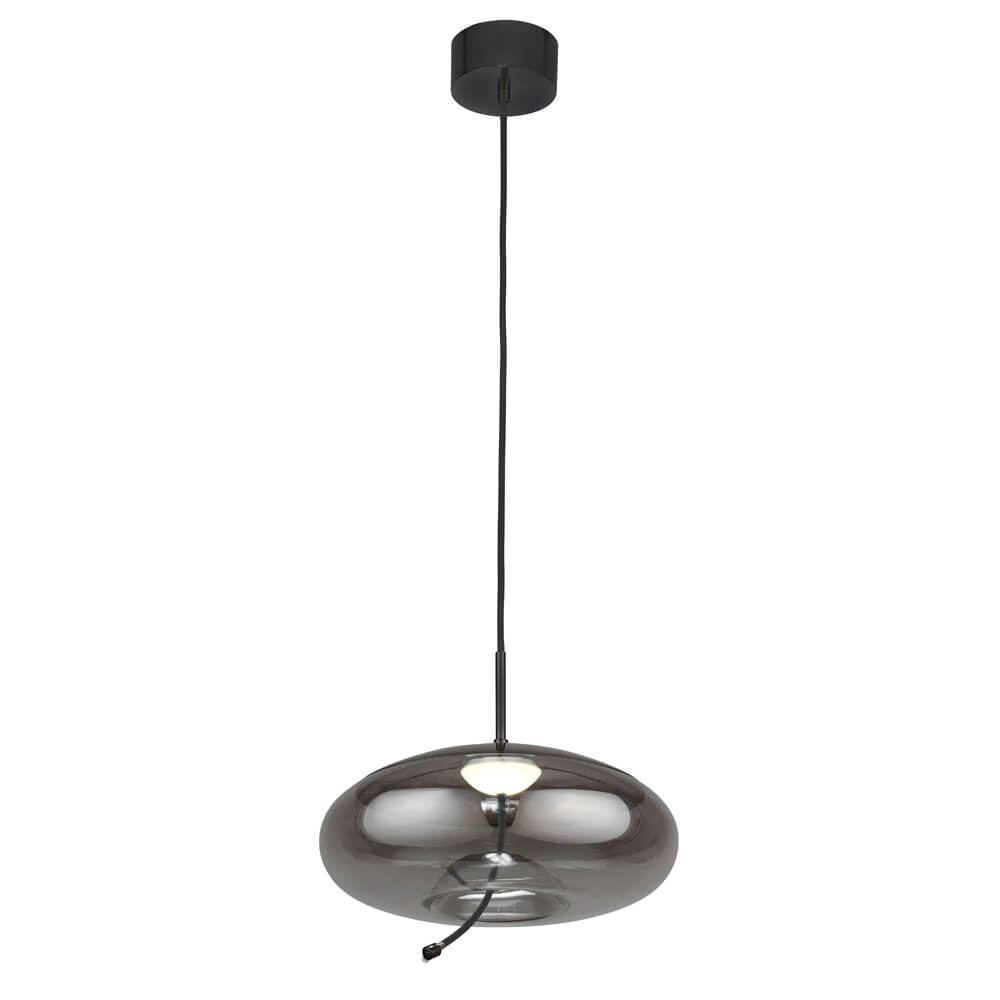 Searchlight Hanglamp Glas Lisbon zwart met smoke rondglas - 75131-1SM