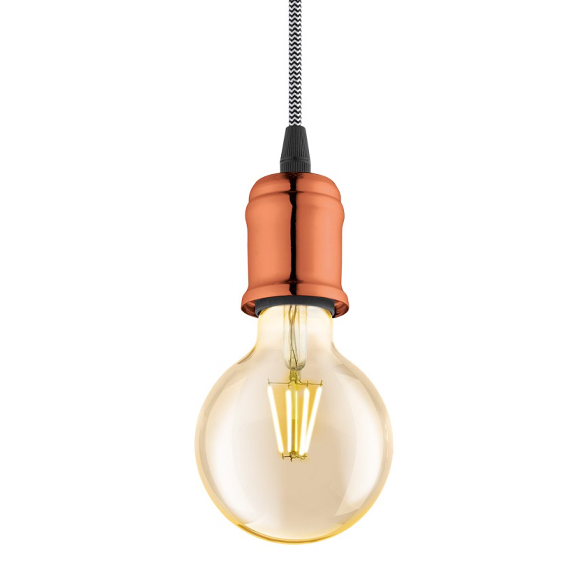 Eglo Hanglamp Yorth pendel koperbruin met zwart wit snoer - 32542