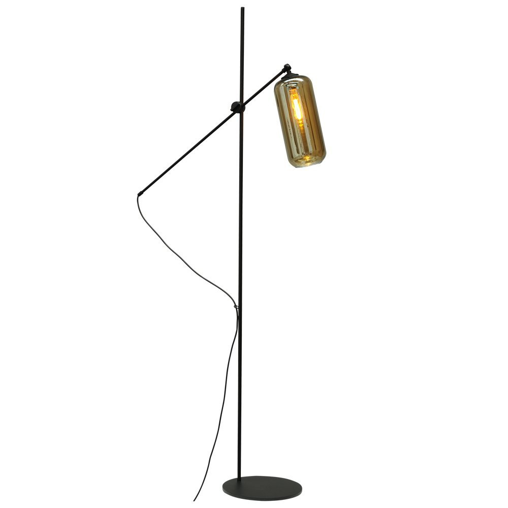 Masterlight Verstelbare vloerlamp Quinto Smoke zwart met smoke cilinderglas - 1260-05-05-5
