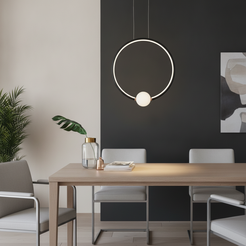 Lyora HanglampCelia zwart met wit rond - 110152
