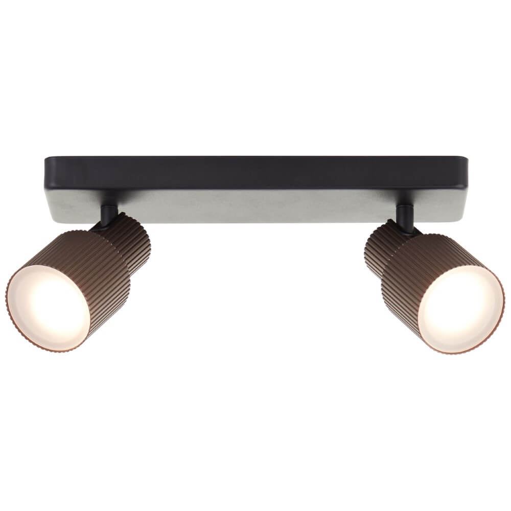 Brilliant 2-lichts opbouwspotCadiz zwart met brons - G01413/76 afbeelding
