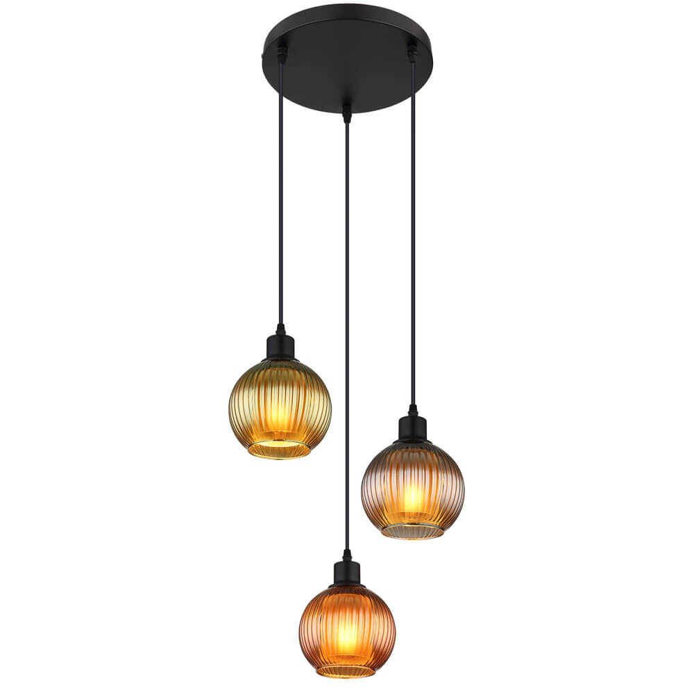 Globo Ronde hanglamp Zumba gekleurd glas 3-lichts Ø 36cm - 15638-3