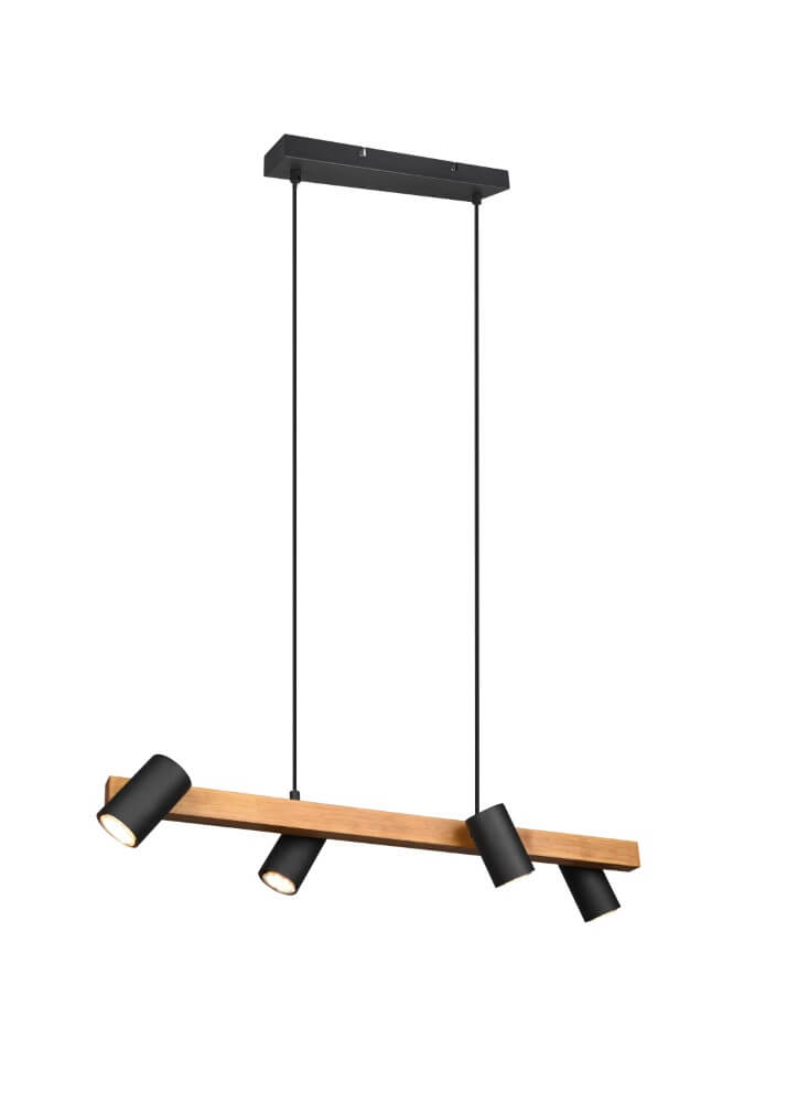 Trio Richtbare hanglampMarley Zwart met hout - 312490432