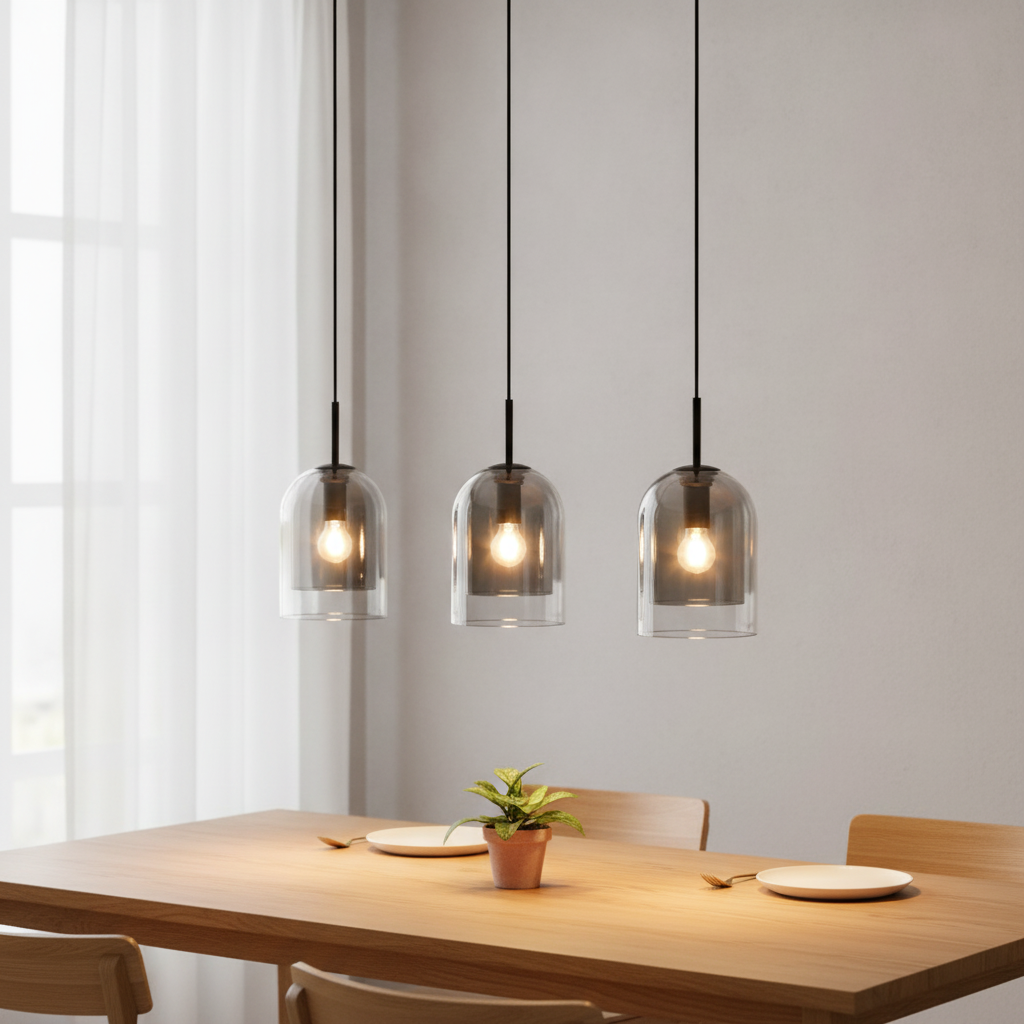 Lyora HanglampVelor 3-lichts zwart recht - 110652