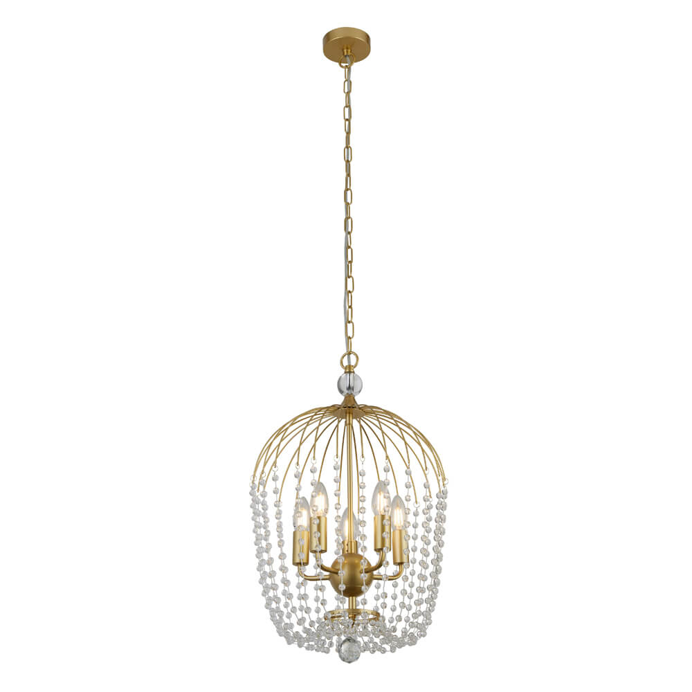 Searchlight KroonluchterShower goud met kristal - 30216-5GO