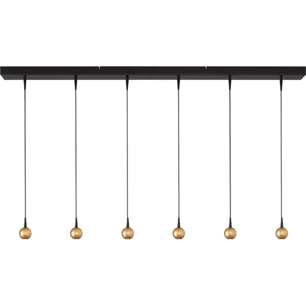 Masterlight 6-lichts hanglampTalana zwart met goud Ø 6cm DTW - 2411-05-02-130-6