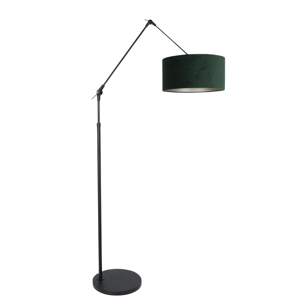 Steinhauer Vloer LeeslampPrestige Chic zwart met 40cm groen velourse kap - 8115ZW