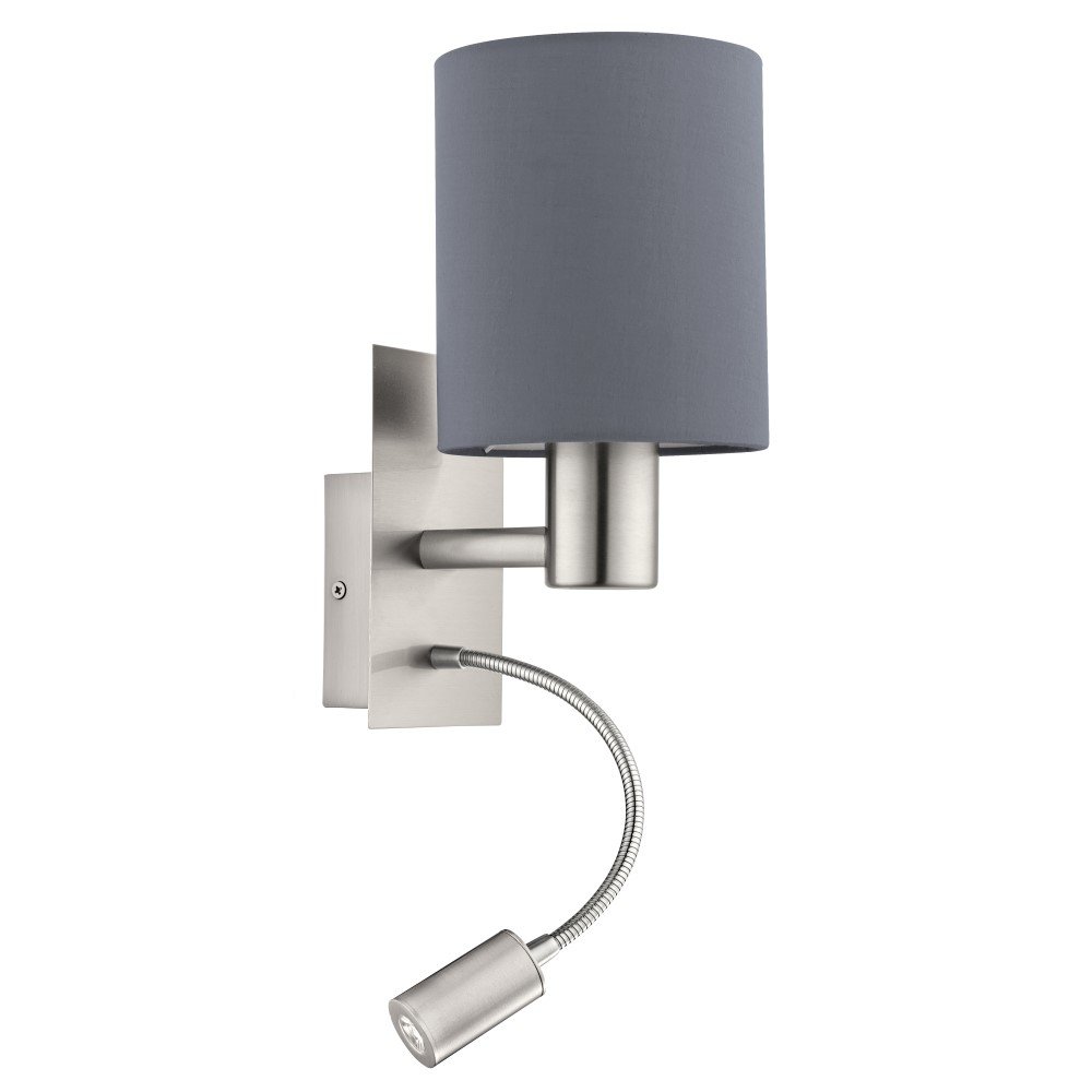 Eglo Schemerlamp Pasteri grijs met leeslampje - 96479