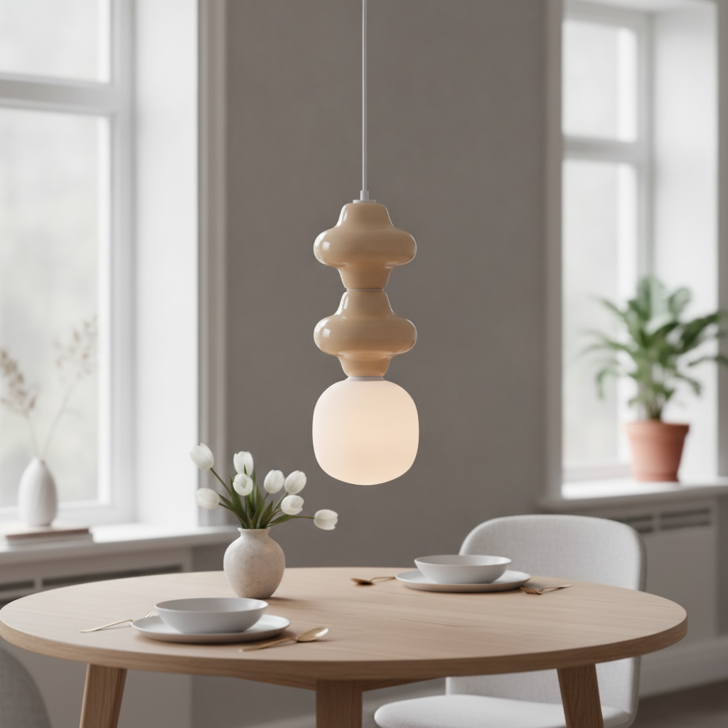 Lyora HanglampClio M geel keramiek met wit glas - 110980