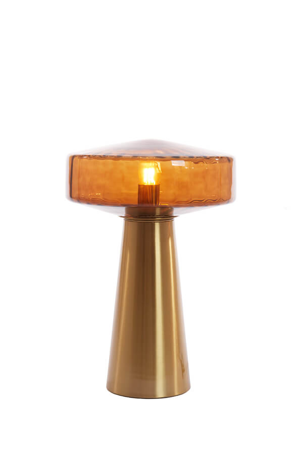 Light & Living Tafellamp Pleat goud met bruin Ø 30cm - 1882164