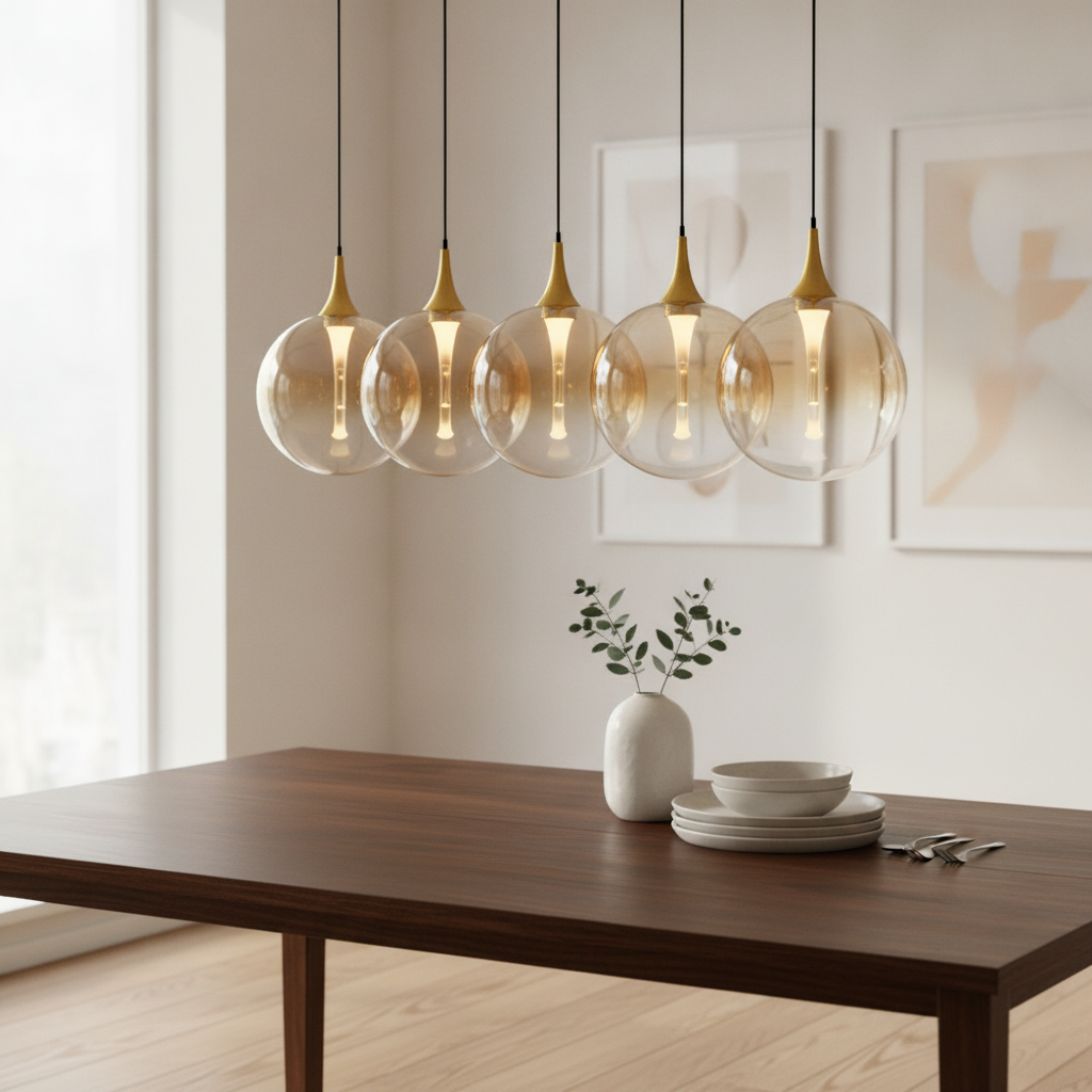 Lyora HanglampOrenda recht 5-lichts amber glas - 9416964