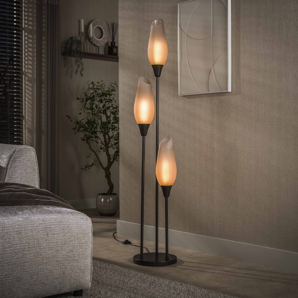 Lyora Glazen vloerlampCocoon 3x E27 - 168cm - frosted glas - 7690/90F