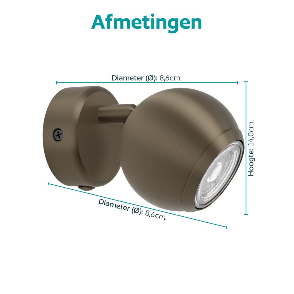 Design wandlamp Bimeda 1 donker brons Eglo 9008606391134