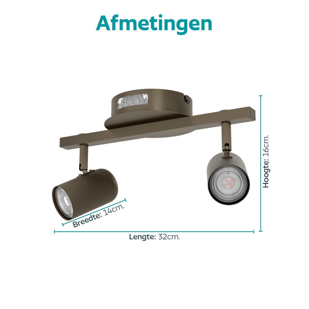Opbouwspot Montemurro 2-lichts donker brons Eglo 9008606392247