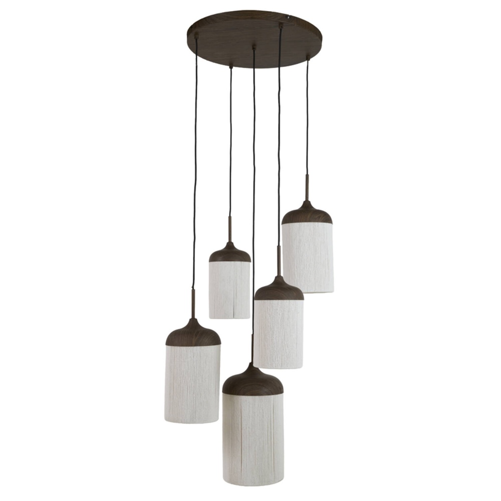 Light & Living 5-lichts hanglamp Dania zwart hout - 2997952