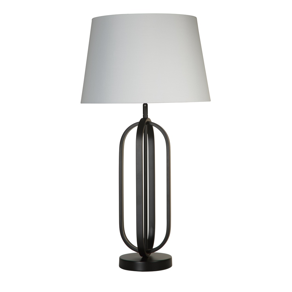 Searchlight TafellampChic zwart met witte kap - EU91101WH