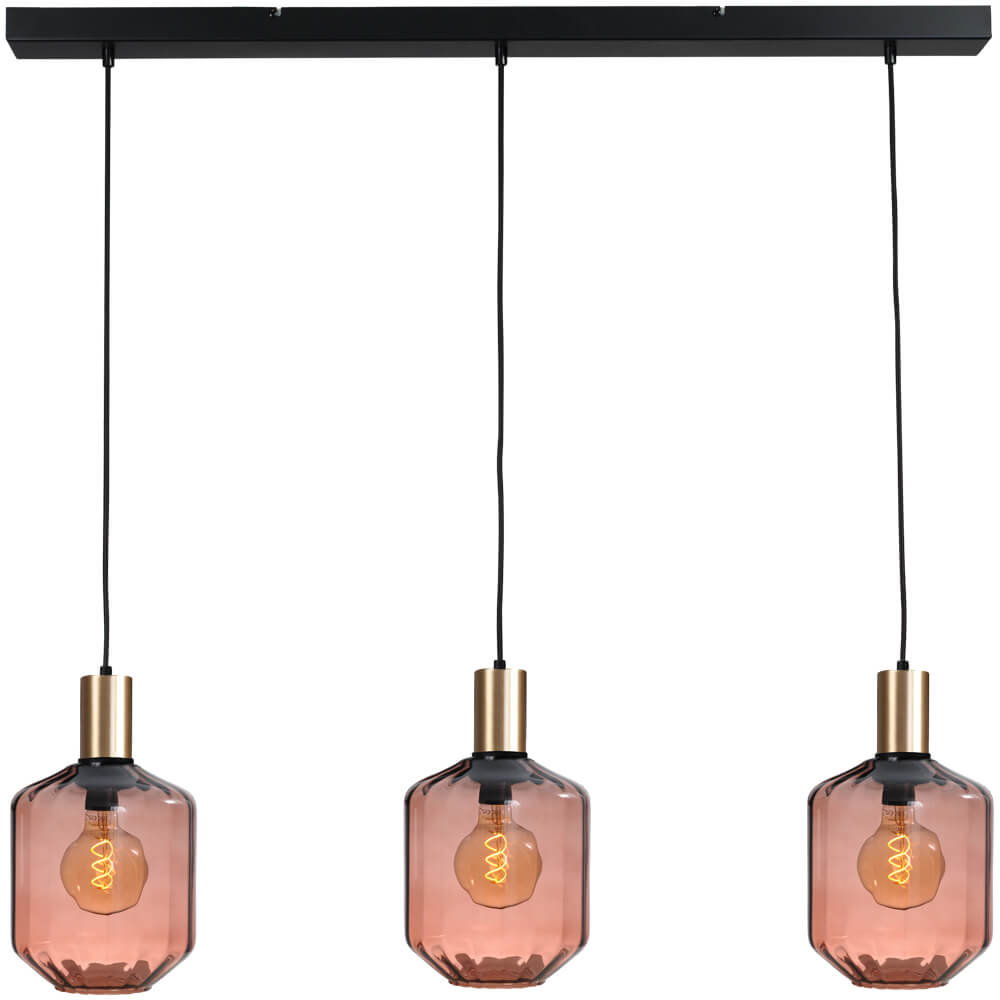 Masterlight 3-lichts hanglamp - goud -Porto met Jagger red glazen - Ø 24cm - 2711-05-02-100-3-9 afbeelding