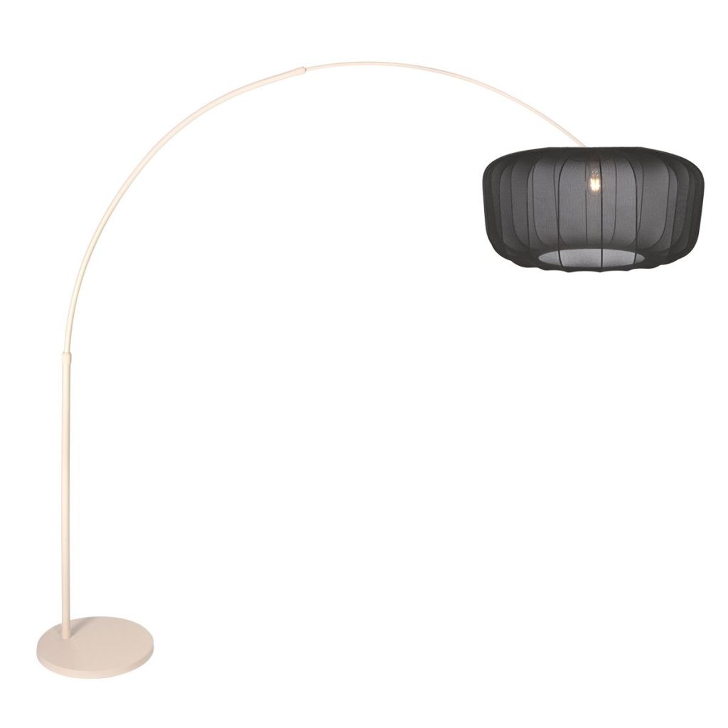 Steinhauer Booglamp zandbruinVela Lino met zwarte kap Ø60cm - 4679CR
