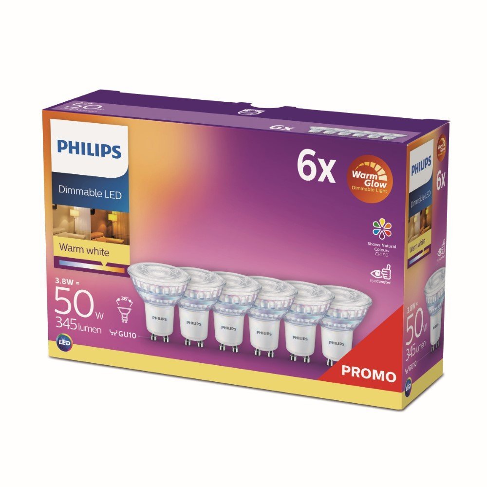 Philips 3.8W - GU10 - 2200-2700K - 350 lumen set van 6 - 929002065733