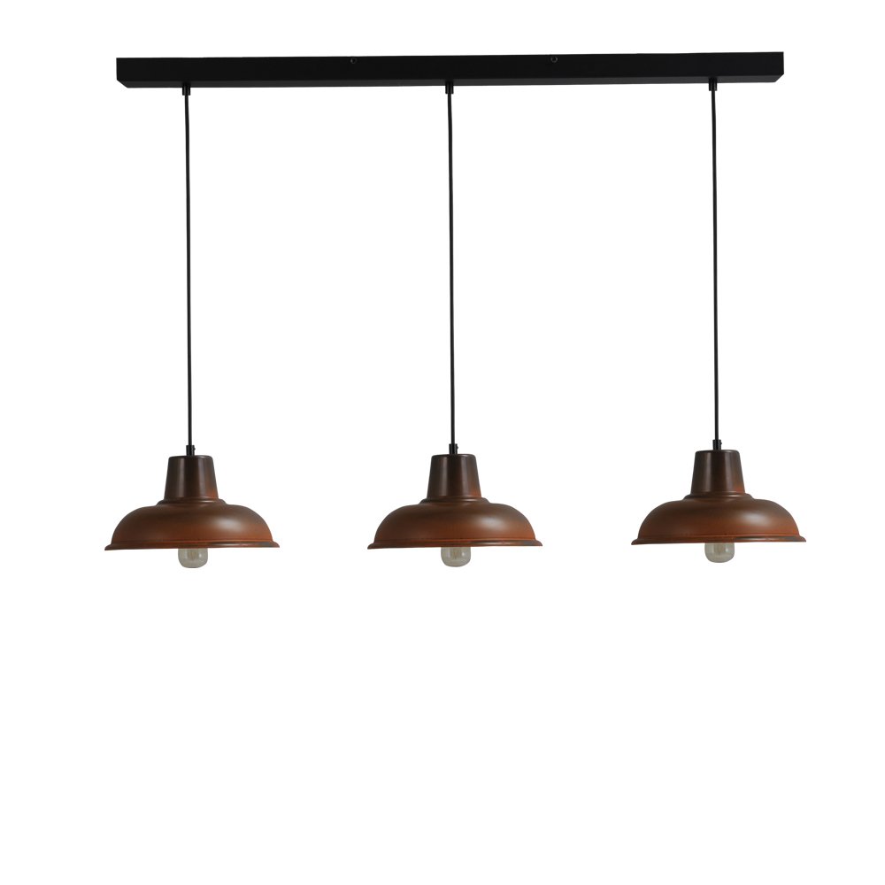 Masterlight Landelijke eettafellamp Industria 3x26 3-lichts bruin met zwart - 2045-25-06-S-100-3