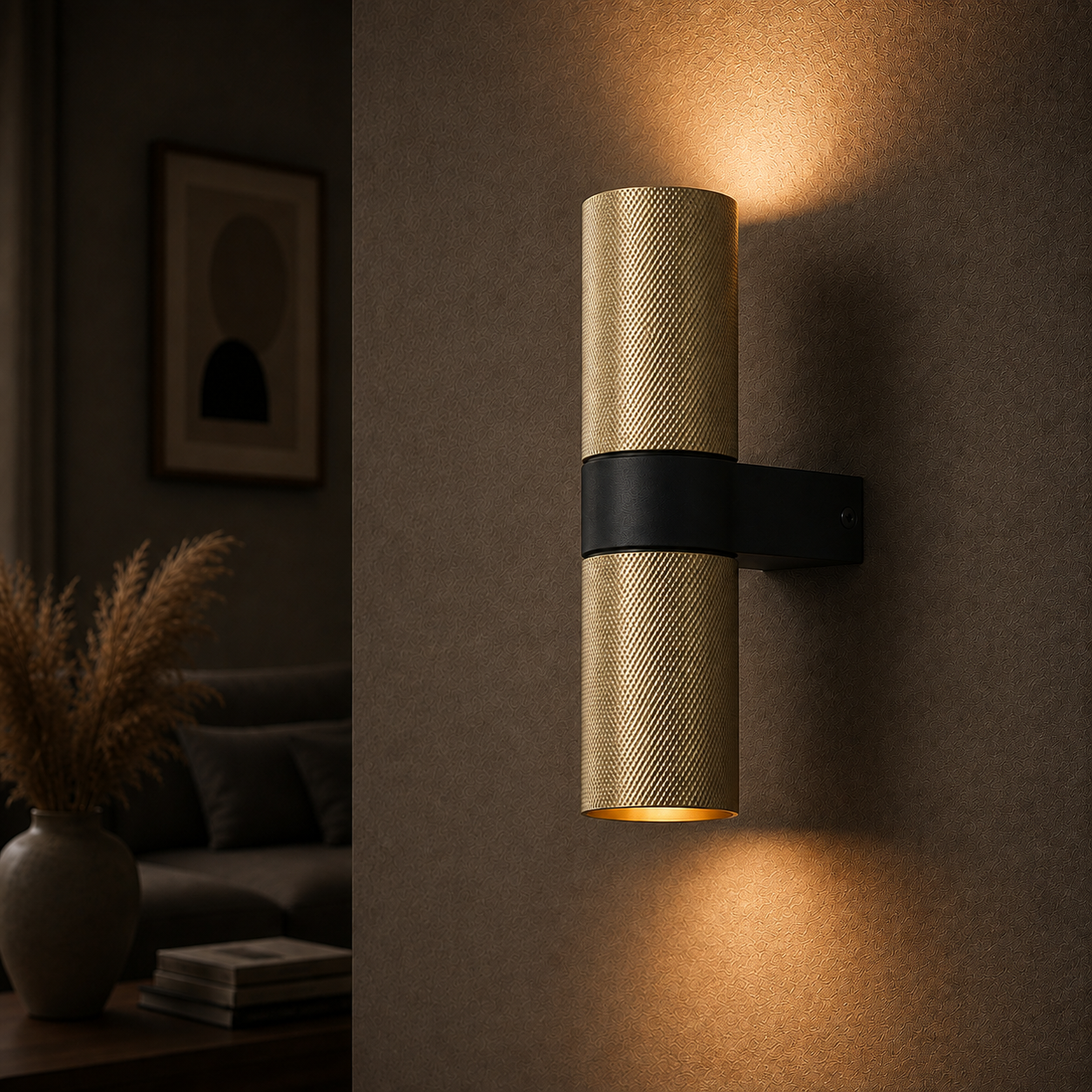 Artdelight Wandspot structuur Grana Mat goud met zwart - WL GRANA MG