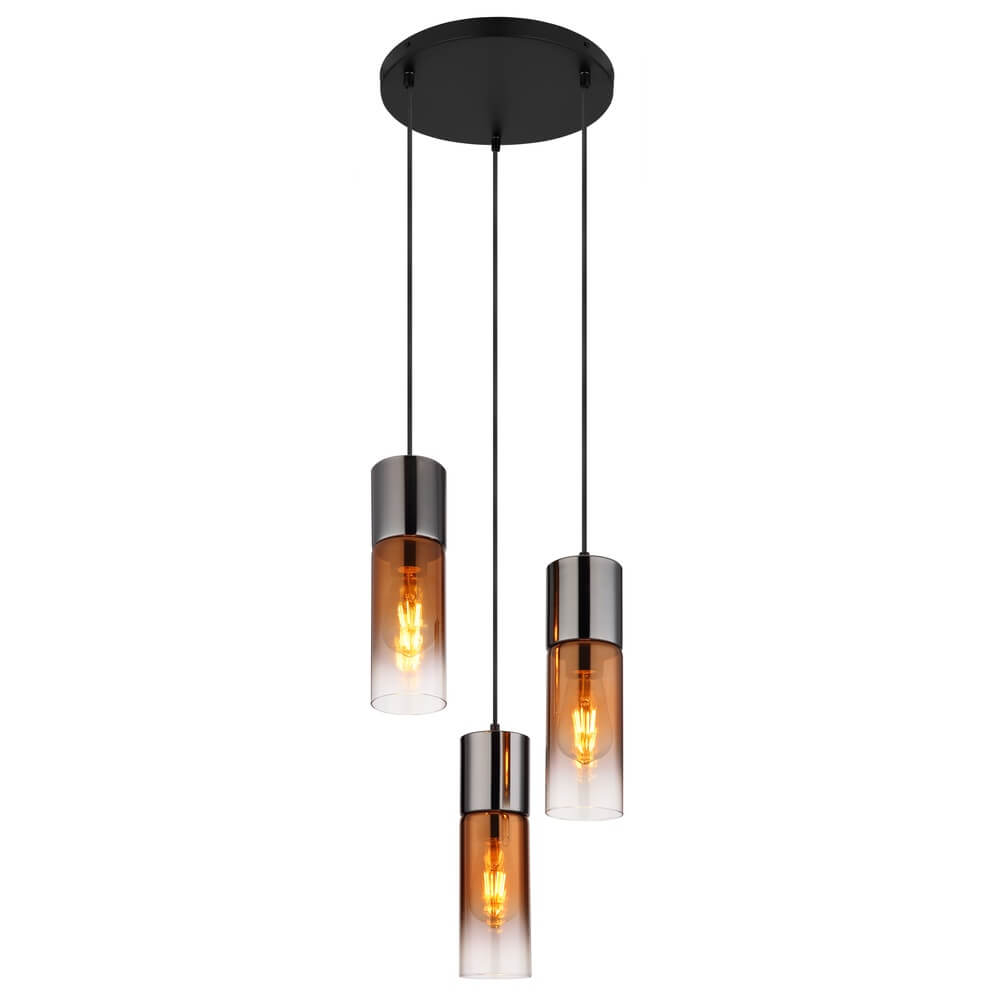 Globo Strakke hanglamp Annika 3-lichts gunmetal rond - 21000-3HG
