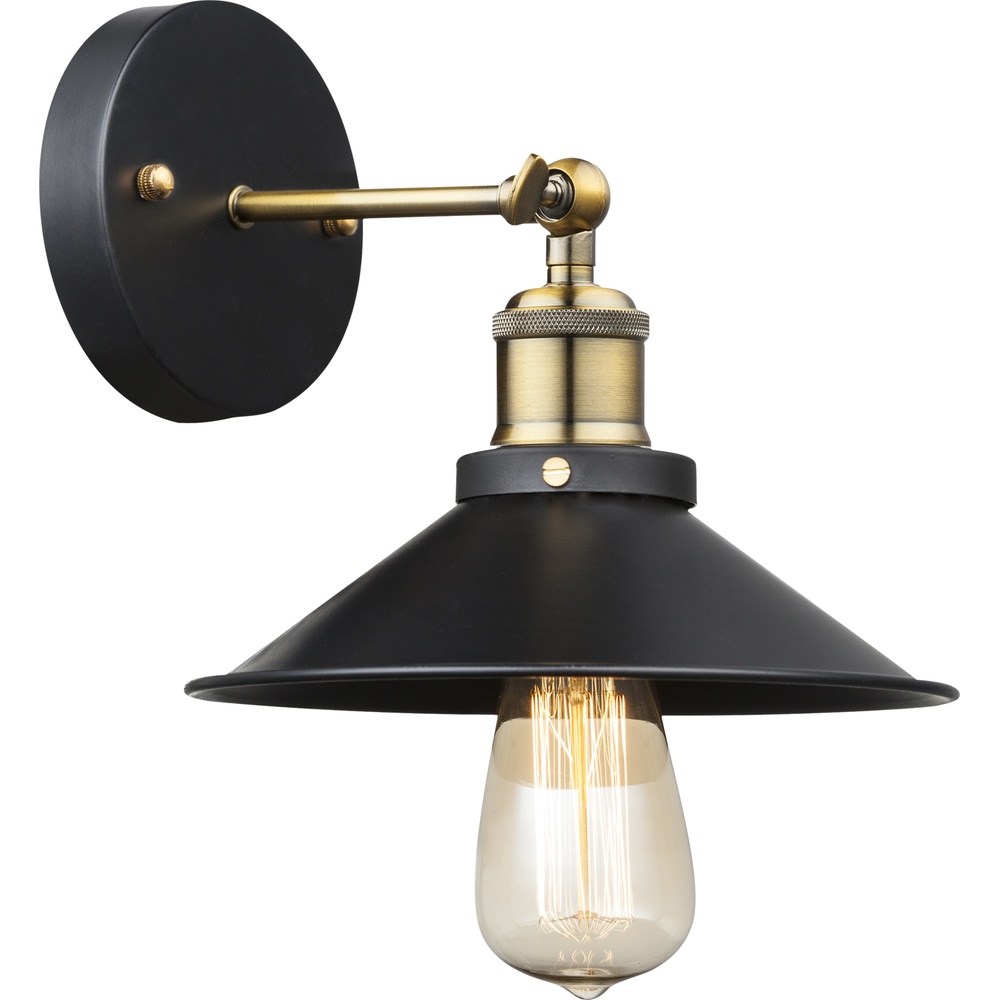 Globo Industriele wandlamp Lenius zwart met goud - 15053W
