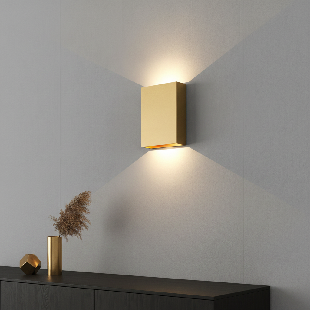 Artdelight Strakke wandlamp Memphis warm goud - WL MEMPHIS WG