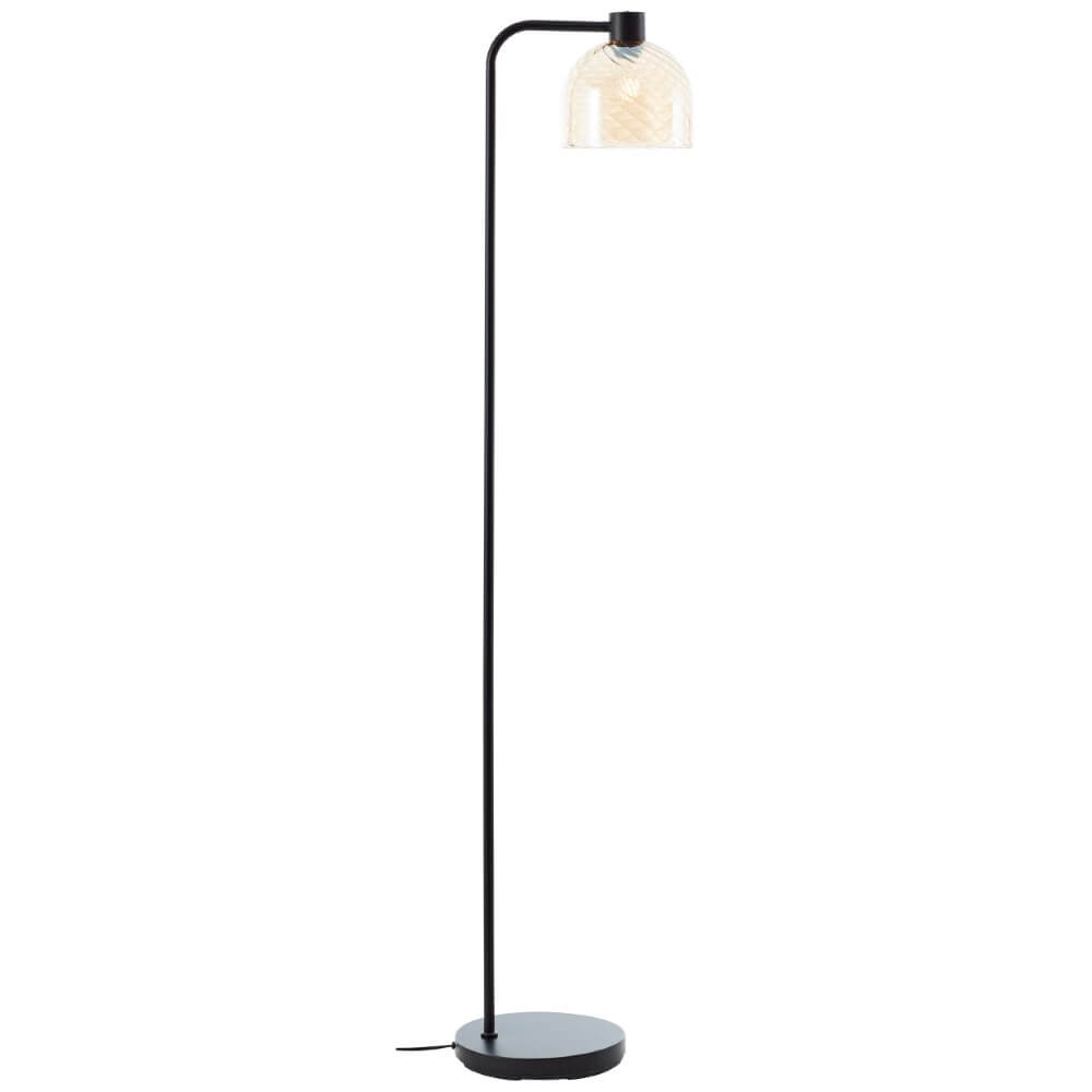 Brilliant VloerlampCasto zwart met amber glas - 60106/20