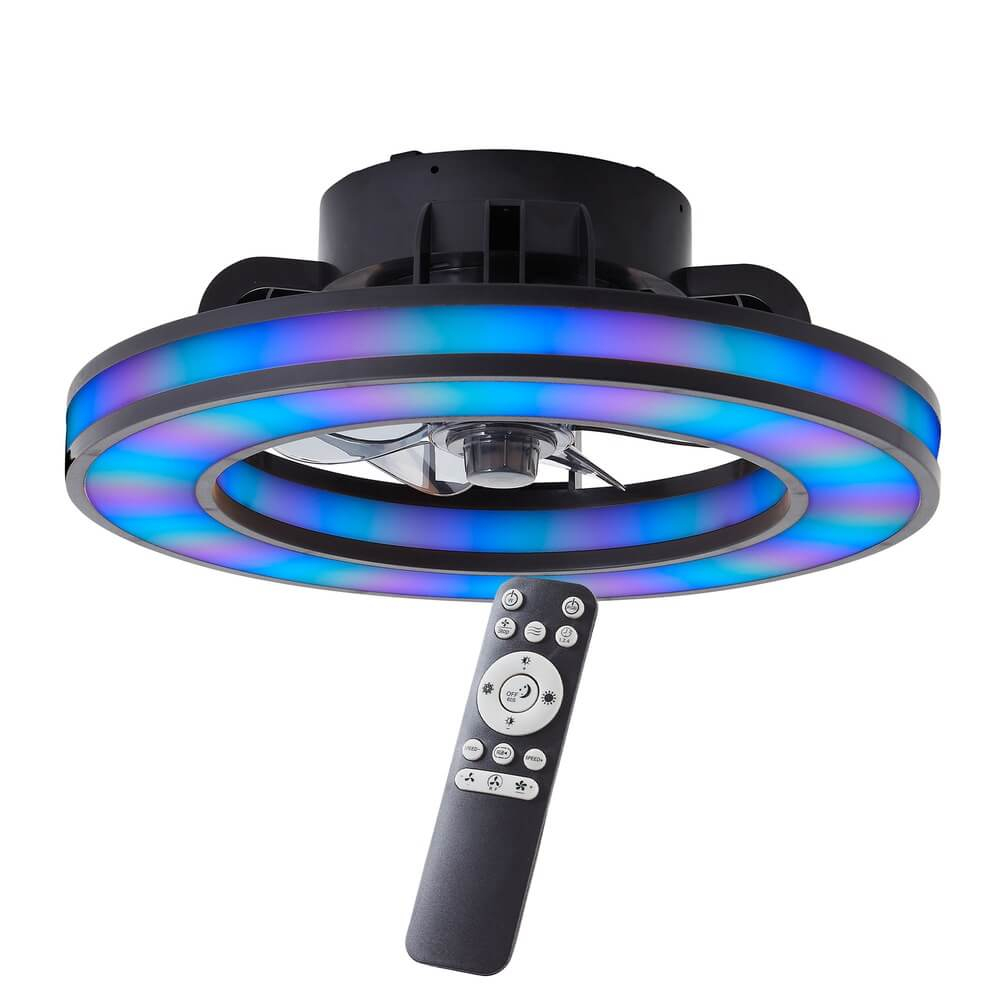 Brilliant Zwarte plafondventilatorMondello met RGB lamp - G80915/06 afbeelding