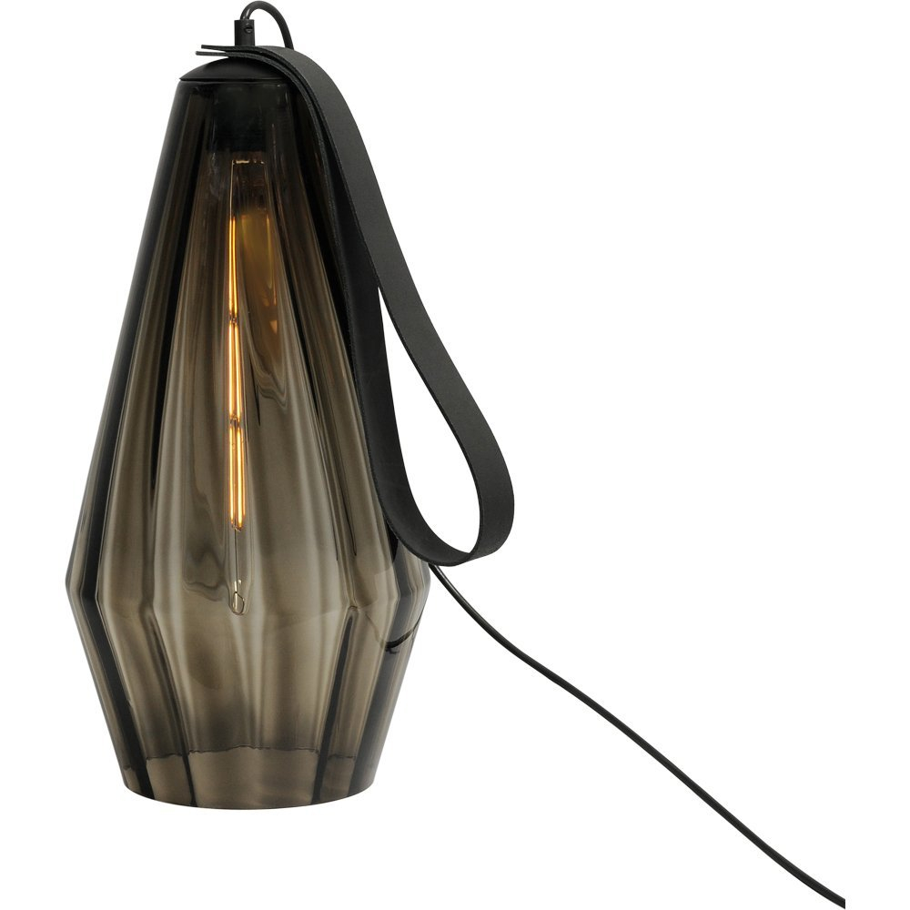 Masterlight Tafellamp zwart Diamond 40cm met smoke glas - 4130-05-40-05-23