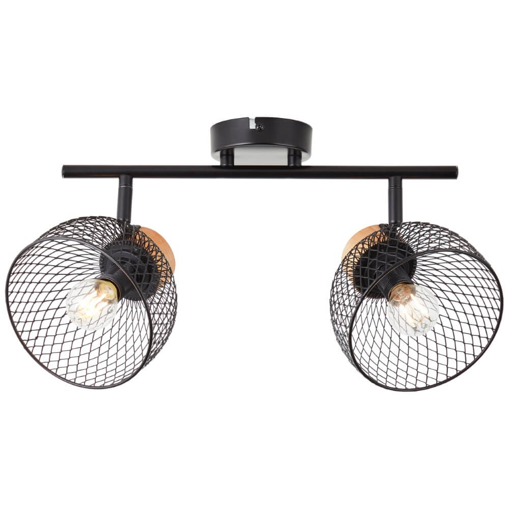 Brilliant 2-lichts plafondlampThuy zwart met hout - 99743/76