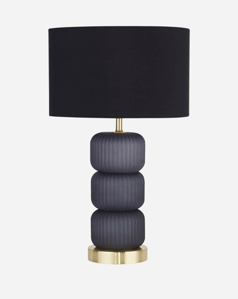 Searchlight Schemerlamp Tablu blauw en goud met zwarte kap - EU60441