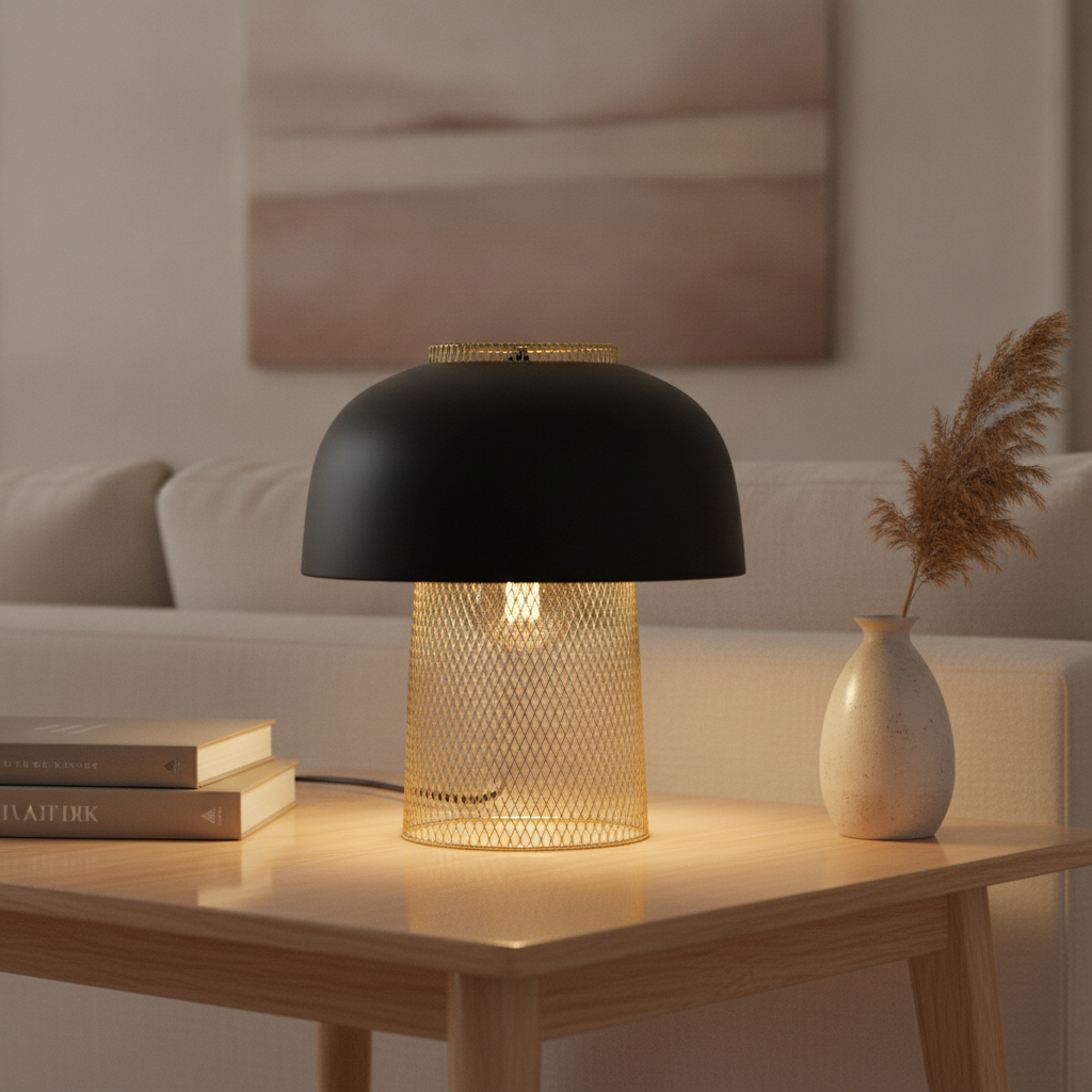 Lyora TafellampjeSqube zwart met goud - 111003