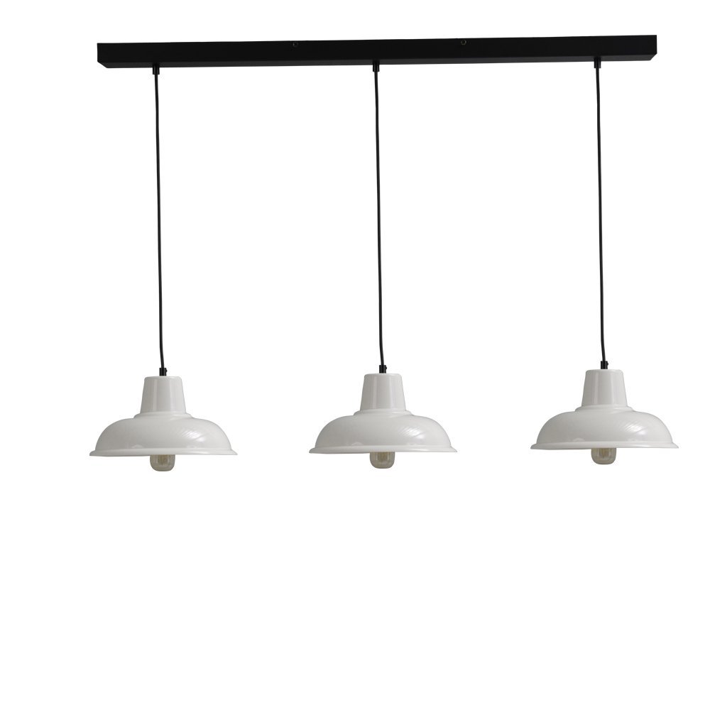 Masterlight Retro eettafellamp Di panna Industria 3x26 3-lichts wit met zwart - 2045-06-06-S-100-3