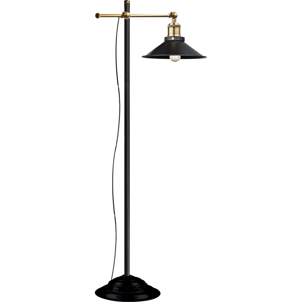 Globo Industriele vloerlamp Lenius zwart met goud - 15053S