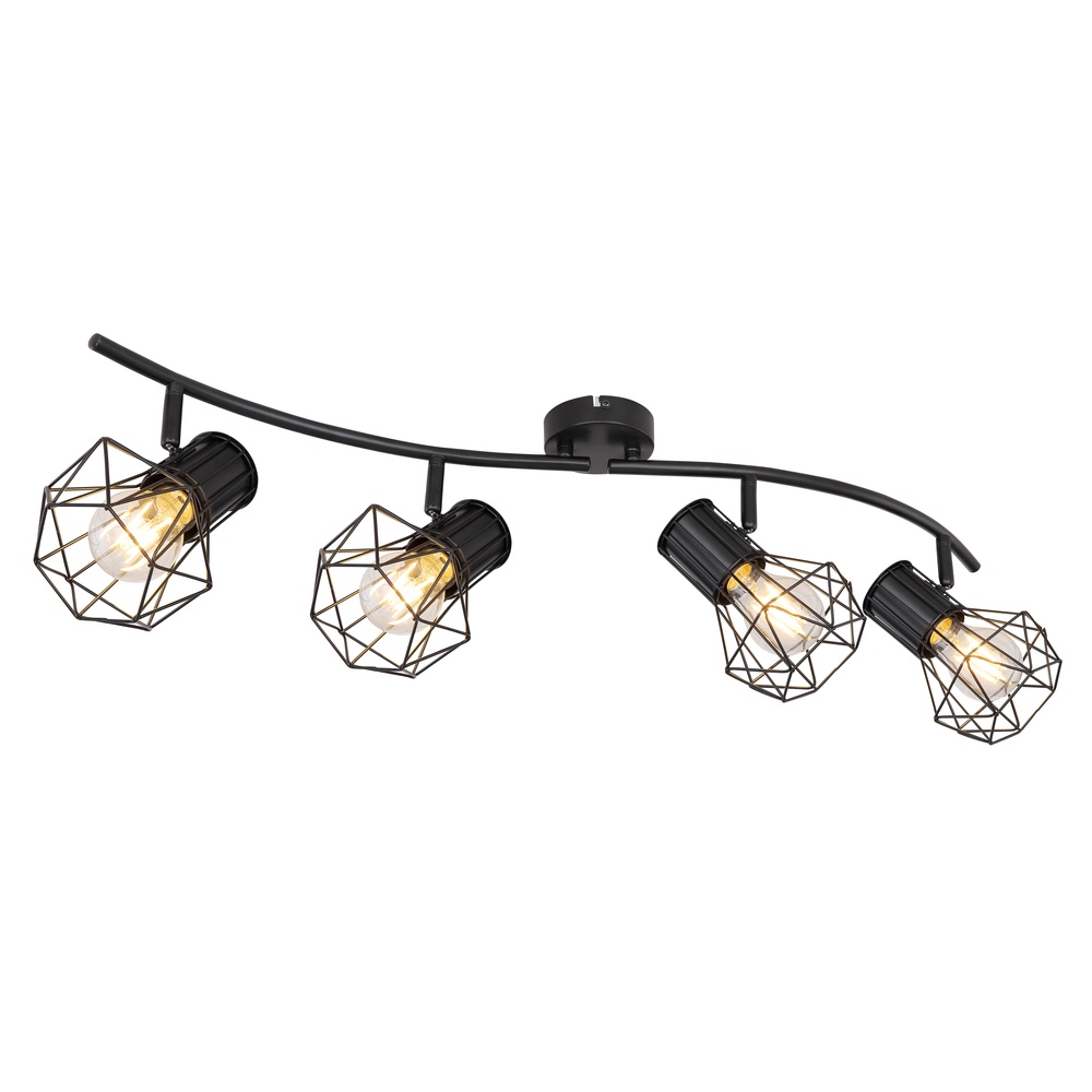 Globo Plafondlamp Priska 4-lichts zwart - 54017-4