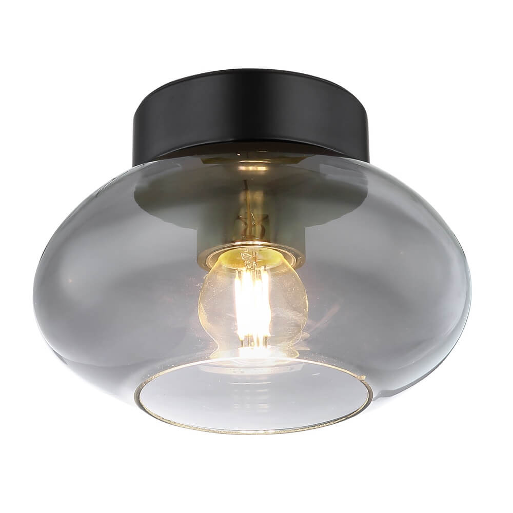Globo Zwarte plafondlamp Shaun Ø 18cm rond - 15572D