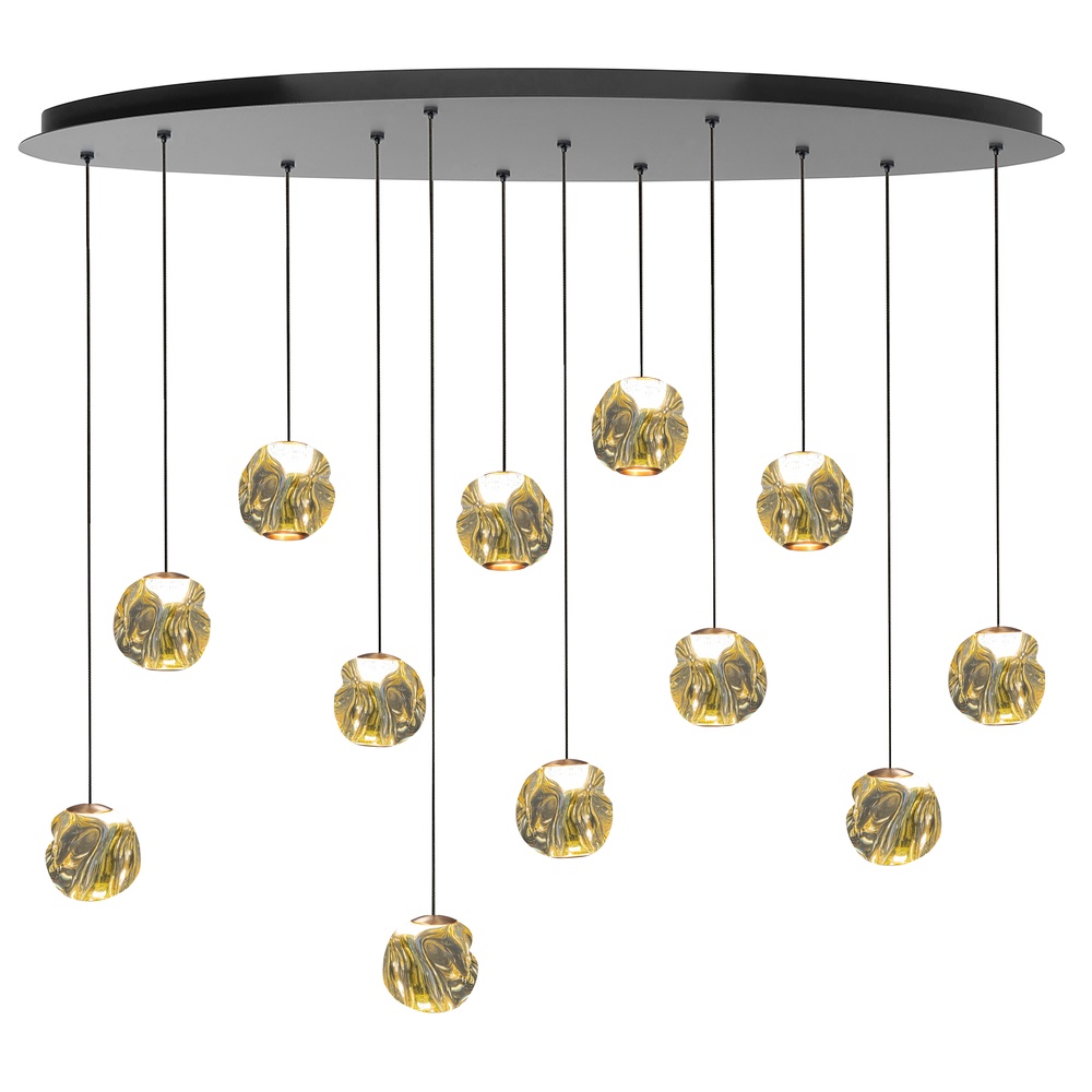 Highlight Hanglamp Melina 12-lichts zwart met amber glas - H5189.01