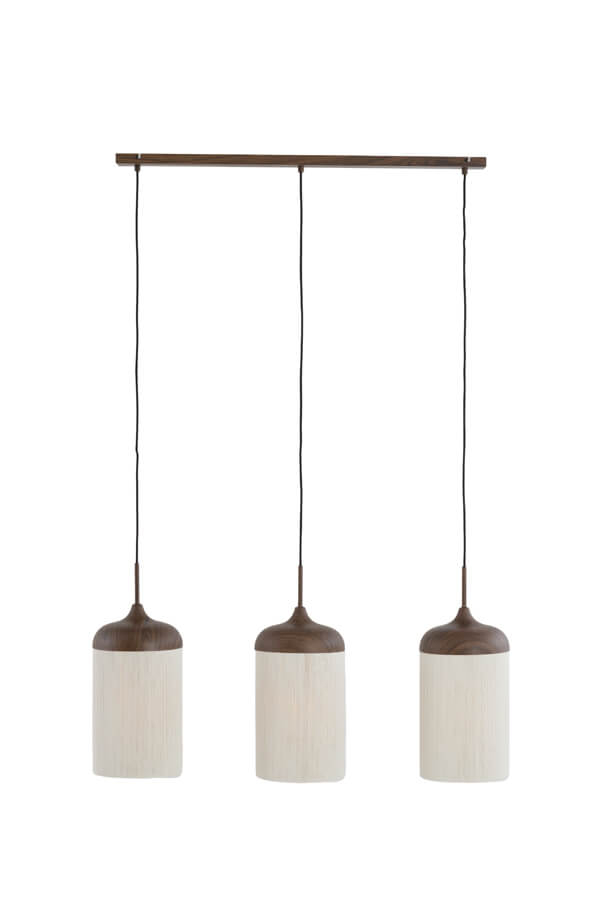 Light & Living Hanglamp 3-lichts Dania donkere hout print - 2980452